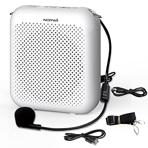 KNORVAY S358 ポータブル 2000mAH 充電式 音声アンプ 有線マイク ヘッドセット & ウエストバンド付き MP3/TF/USB/AUX/FM/録音 個人用マイ