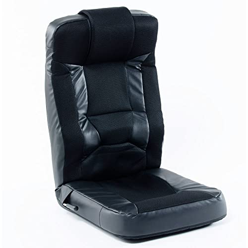アイリスプラザ ゲーミング座椅子 座椅子通気性メッシュ製 ゲーミングチェア 通気性 リクライニング ヘッド部調節可能 収納可能 ブラック
