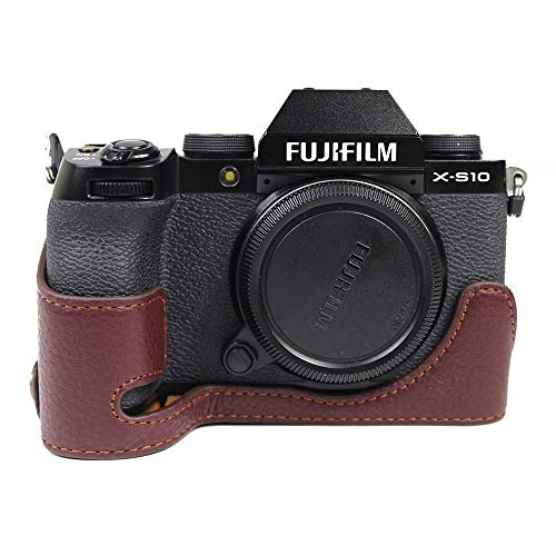 Koowl 対応 Fujifilm Fuji 富士 X-S10 カメラバッグ カメラケース銀付牛革、Koowl手作りトップクラスの銀付牛革カメラハーフケース、一眼