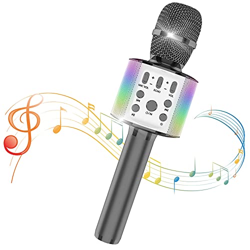 Sky Stone カラオケマイクワイヤレスマイク bluetooth microphone karaoke LEDライト付き 音楽再生 録音可能 カラオケ機器 家庭用 カラオ