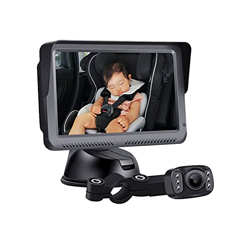 MAXWIN ベビーモニター 車用 車載 赤ちゃん ベビーミラー カメラ 車 見守りモニター 暗視機能付き ベビーカメラ モニター 5インチ 子供カ